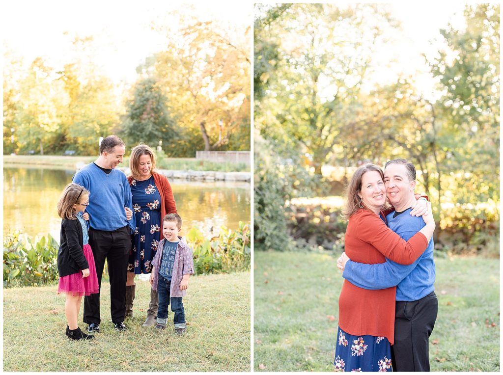 a couple hugs and smiles for fall family pictures